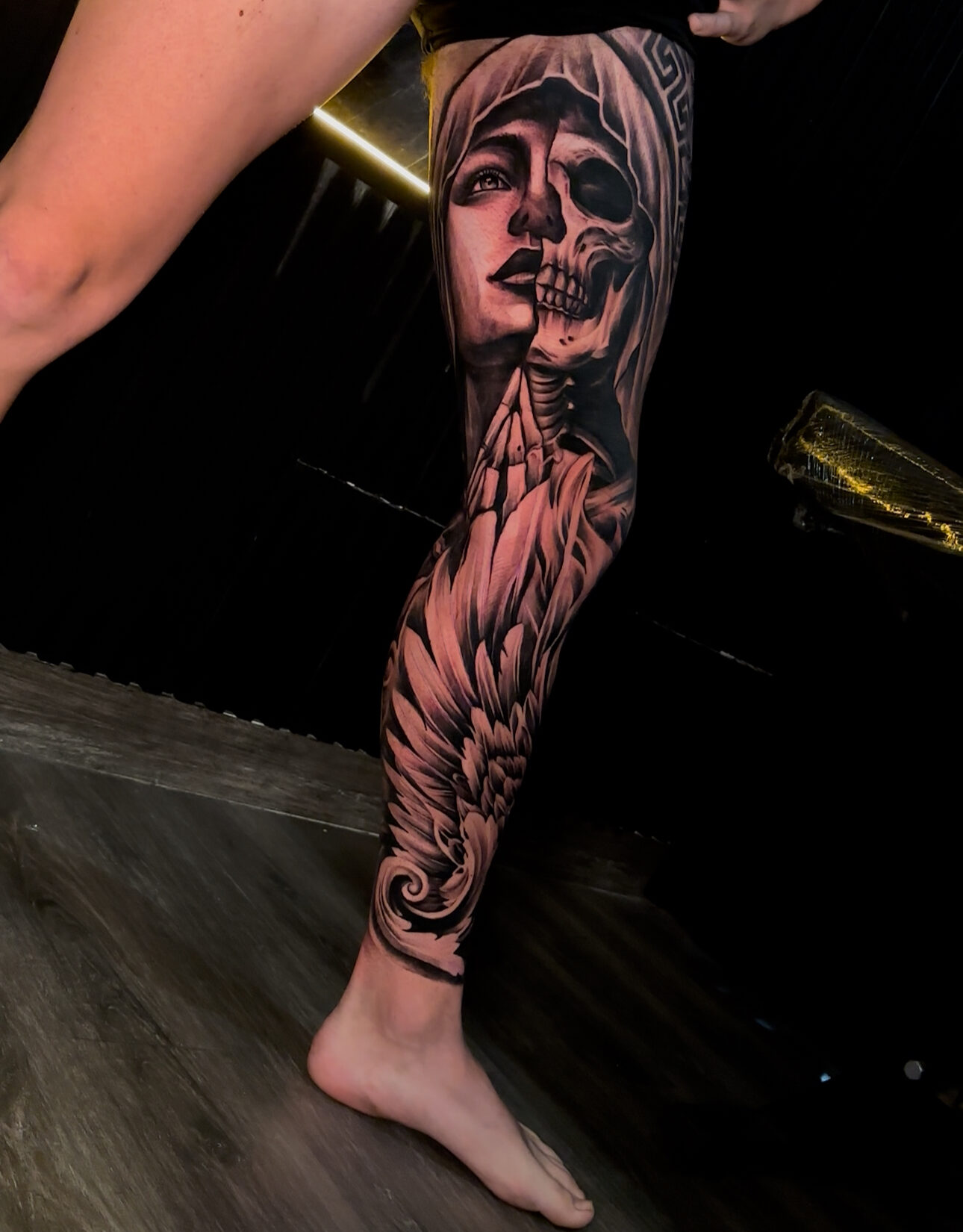 Full Leg Horror Theme Tattoo